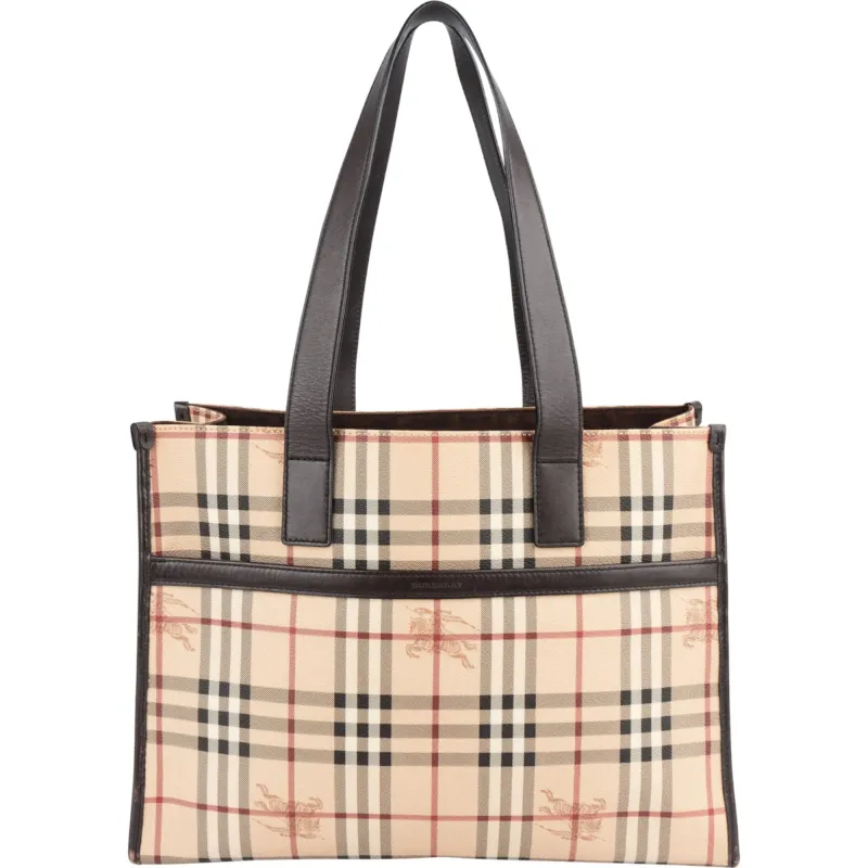 Burberry Haymarket Check Tote Shoulder Bag