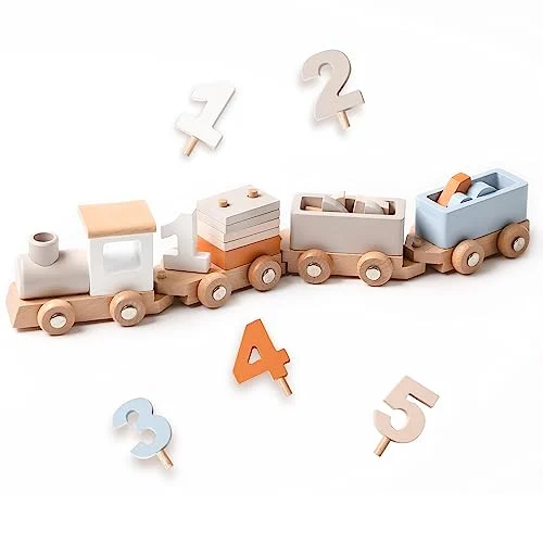 Birthday train wooden birthday boy birthday train girl numbers and blocks wooden train toy set