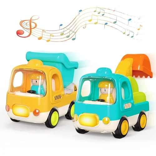 Baby toy cars , Push and Go construction vehicles , Including digger and tipper with music and lights