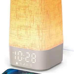 Daylight Alarm Clock with 30 Natural Sounds, Alarm Clock with Light Sunrise, Dimmable Bedside Lamp with Charging Function