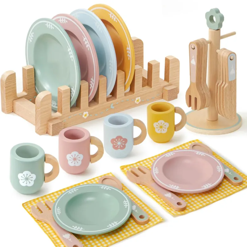 Children's Kitchen Accessories, Tableware, Tea Service, Children Tableware Set with Cups Plates