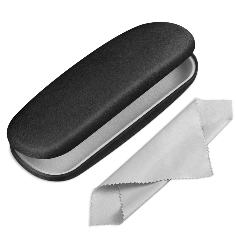 Portable hard shell glasses case with glasses cleaning cloth - case for glasses and sunglasses