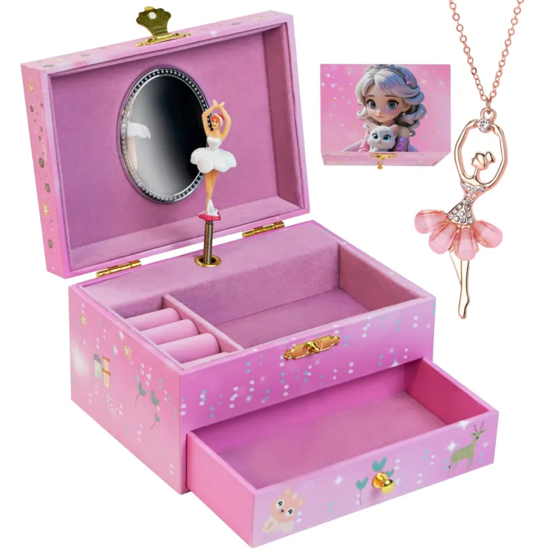 Music storage box Music jewelry box 2 pull-out compartments