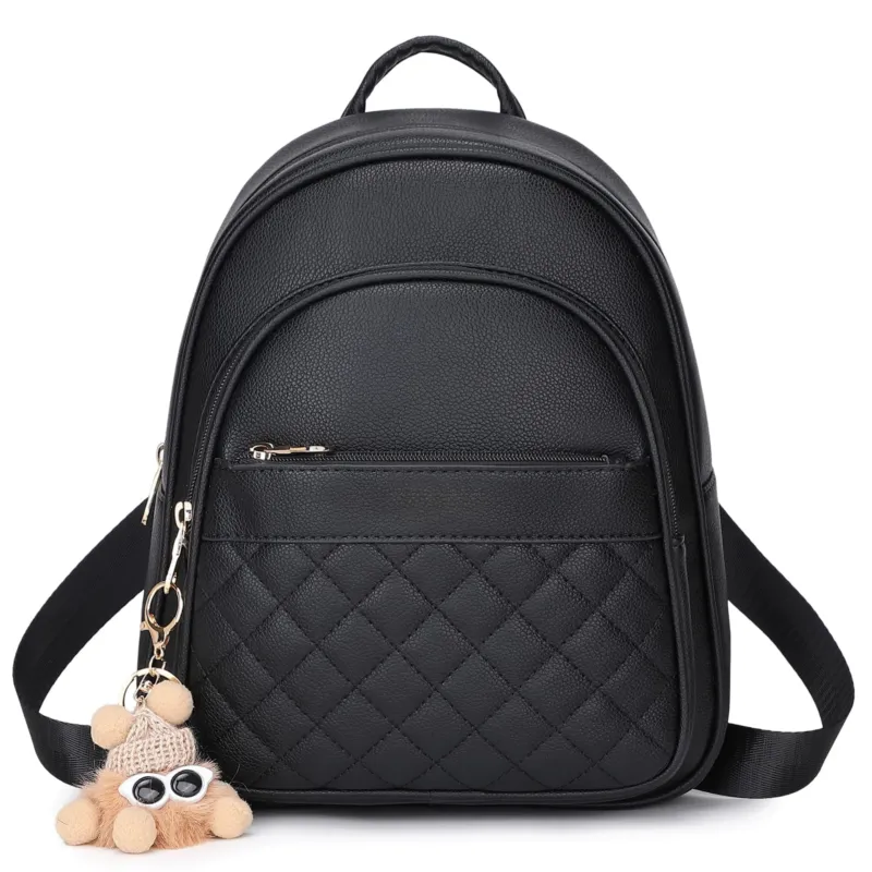Mini Backpack with Plush Pendant & Tassel