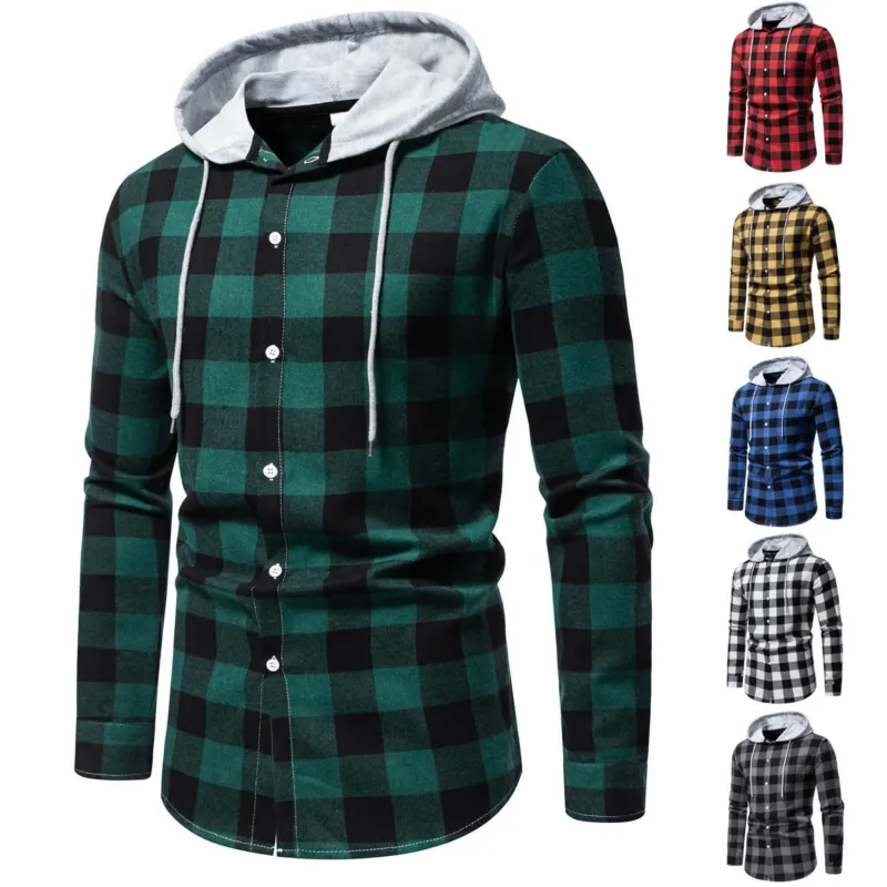 Herren Karo-Hemdjacke mit Kapuze und modernem Schnitt – Taviero