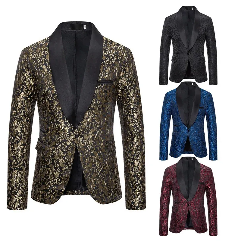 Herren Luxus Smoking-Blazer mit floralem Jacquard-Muster – Tianoro