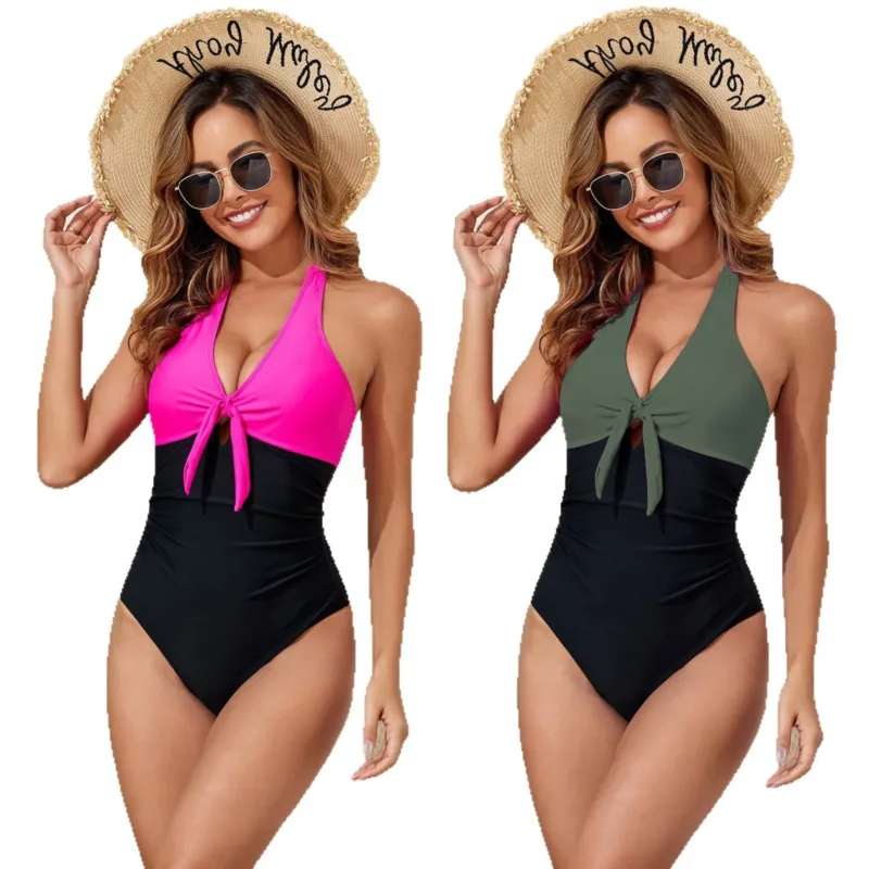 Damen Eleganter Einteiler Badeanzug mit verspieltem Knoten – Maréssa