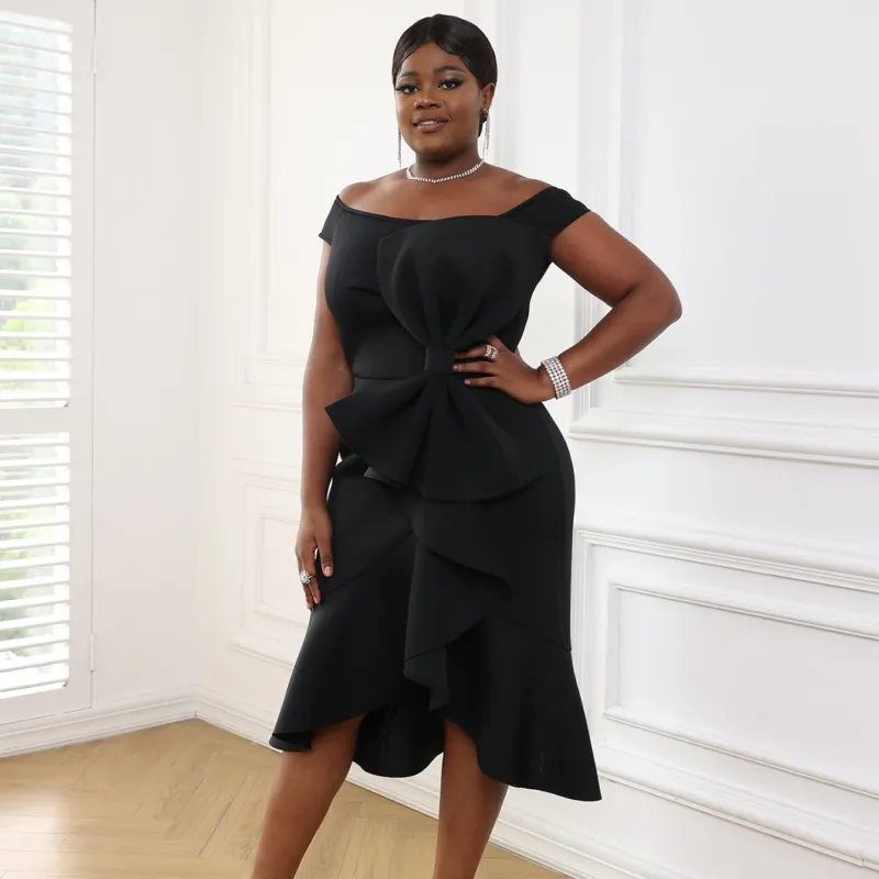 Damen Elegantes Abendkleid mit asymmetrischem Rüschendesign – Élara