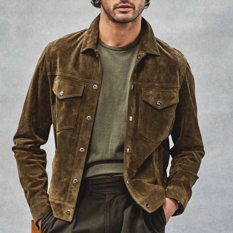 Herren Wildlederjacke im lässigen Stil mit praktischen Taschen – Valtoré