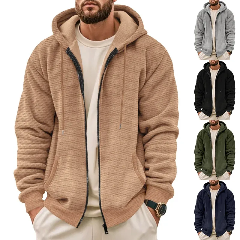 Herren Sweatjacke mit strukturierter Oberfläche und praktischen Taschen – Cavarno
