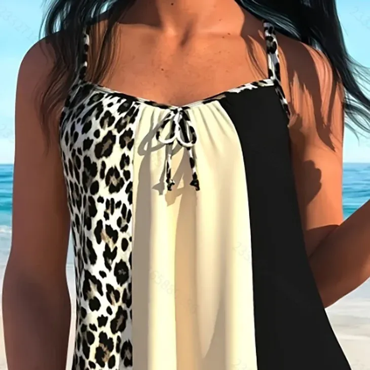 Damen Tankini-Oberteil mit leopardenmuster und modischem Cut – Maréssa