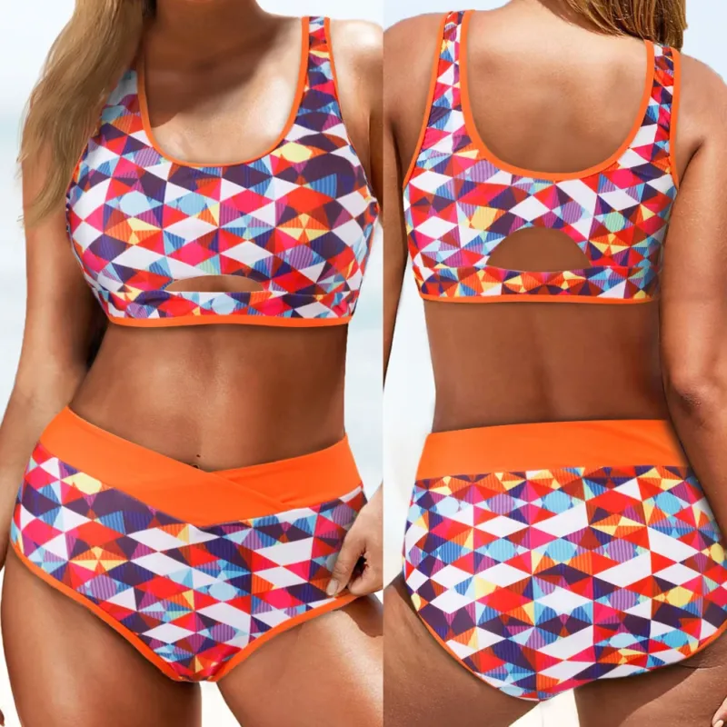 Damen Sportliches Bikini-Set mit geometrischem Muster – Maréssa