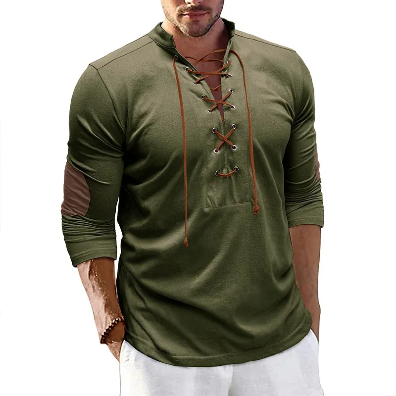 HerrenLangarmshirt mit modischem Schnürdesign – Arvello