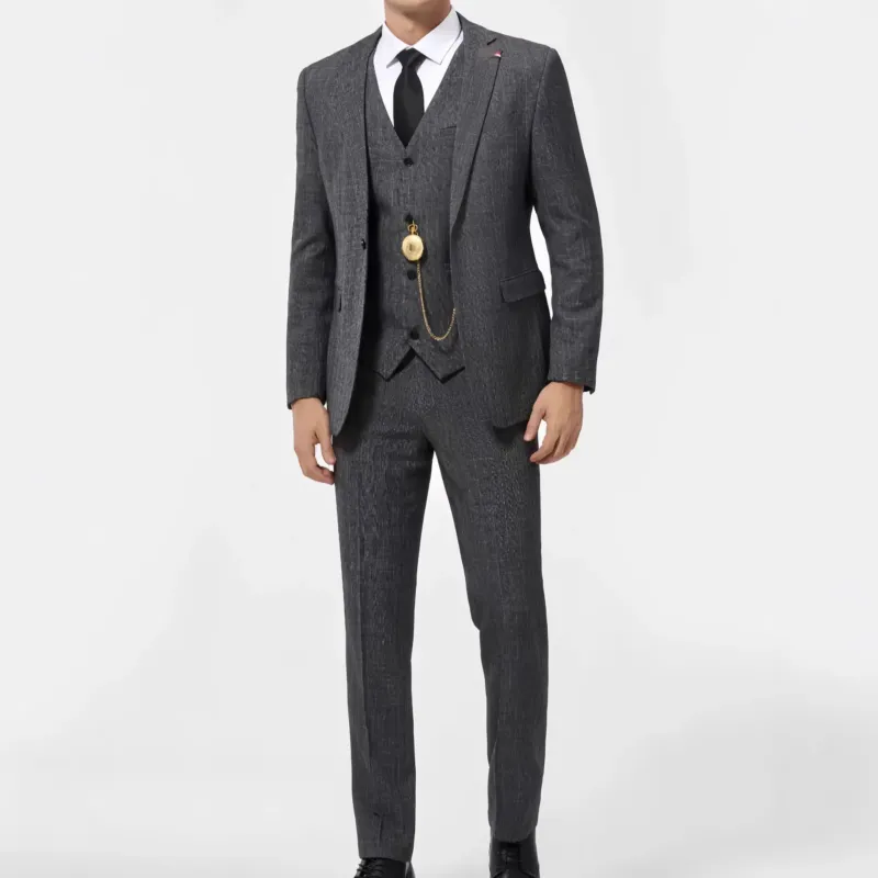 Herren Eleganter Anzug mit Weste und Anstecknadel – Montaro