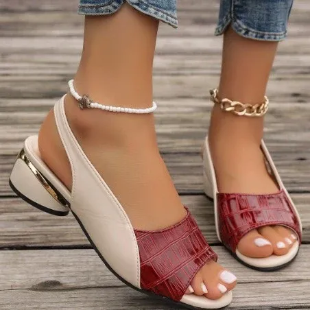 Damen Slingback-Pumps mit mittelhohem Blockabsatz und transparentem Gitter-Mesh – Lioré