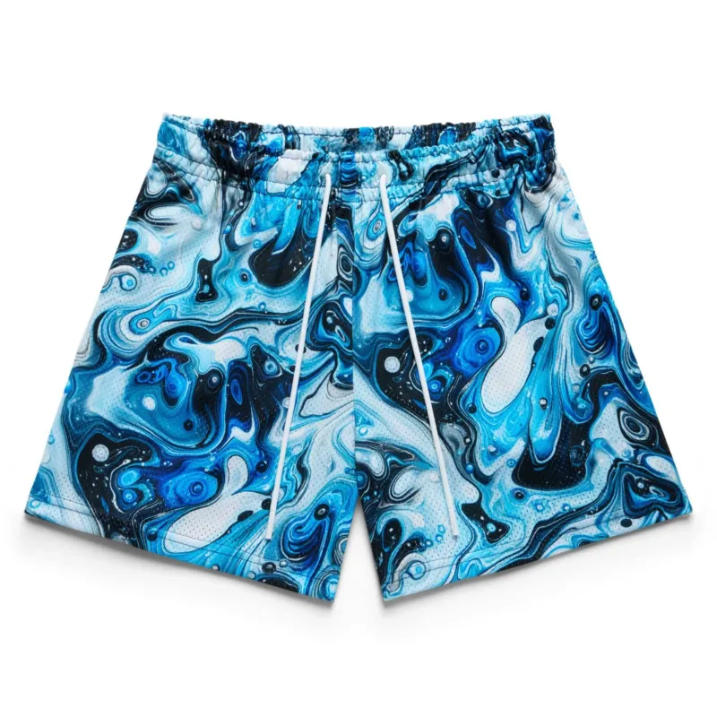 Herren Badeshorts mit abstraktem Wirbelmuster – Marzano