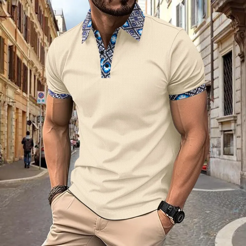 Herren Polohemd mit modernem Karomuster und stylischem Kragen – Cavello