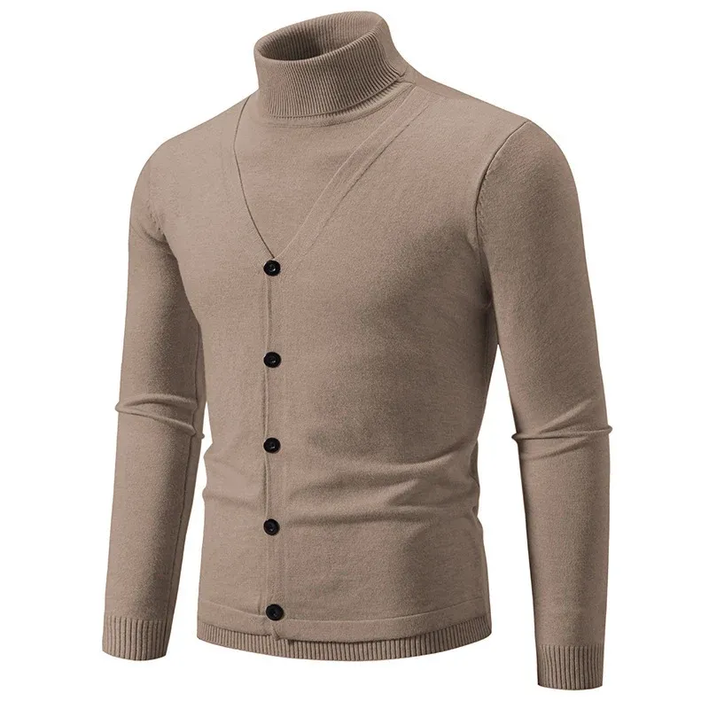 Herren Strickjacke mit hochstehendem Kragen und Knopfleiste – Terenzo