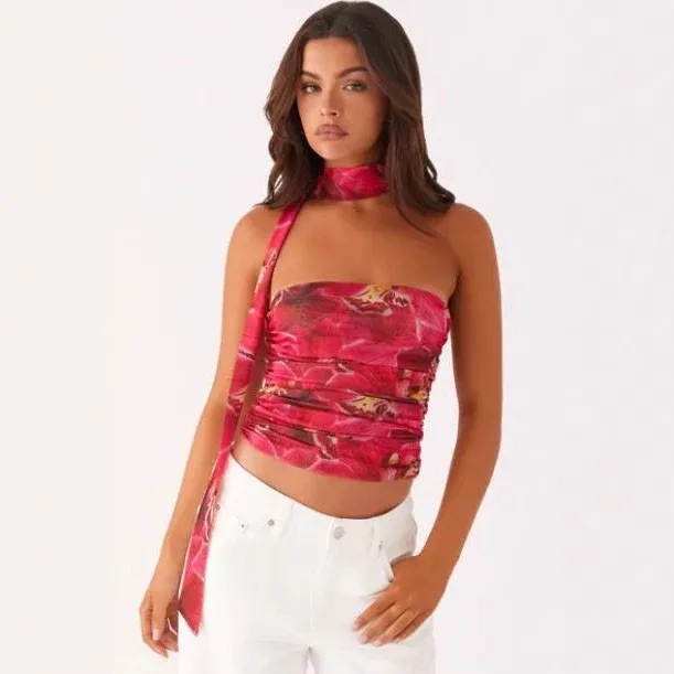Damen Bandeau-Top mit raffinierten Bindebändern – Orélia