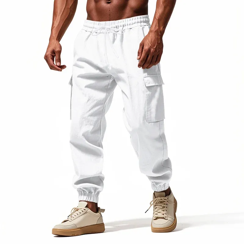 Herren praktische Cargo-Hose mit elastischem Bund und seitlichen Taschen – Bravaro