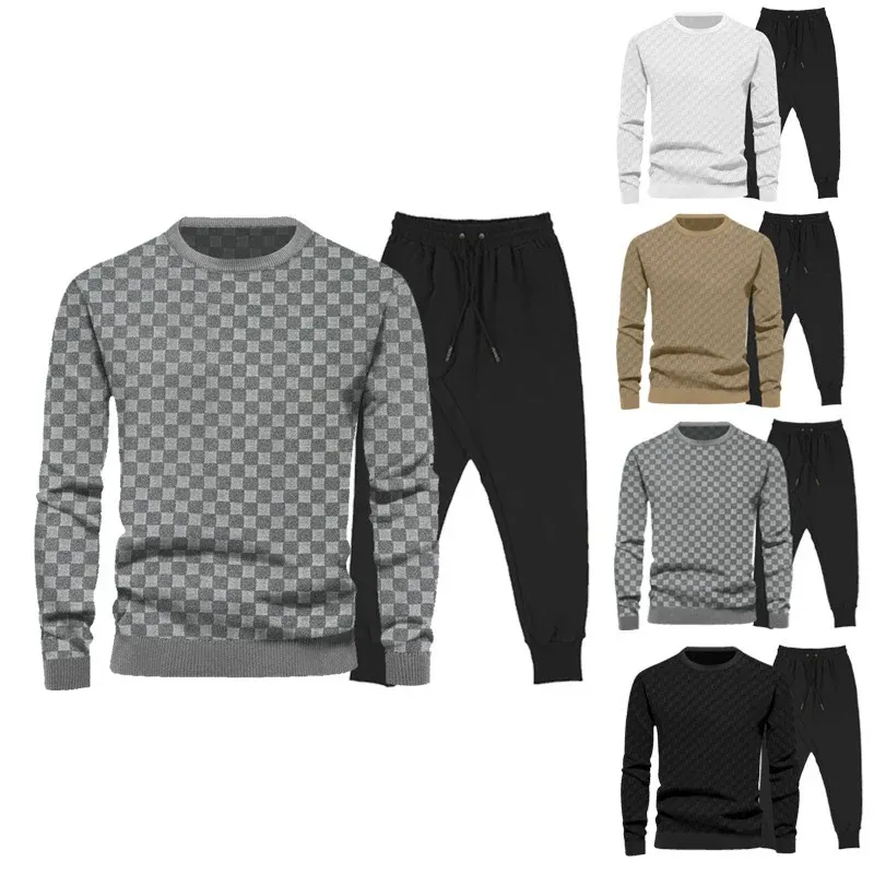 Herren Sportliches Komplettset mit strukturiertem Pullover und Jogginghose – Marzano